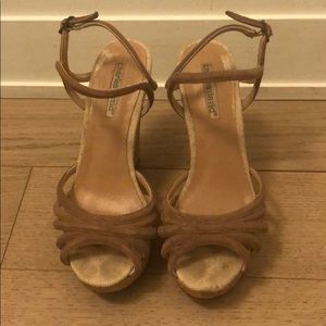 Nude Cork Wedge Sandals